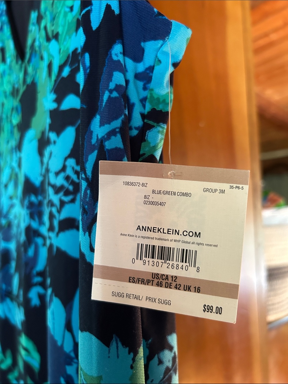 Anne Klein Blue and Green Floral Midi Dress